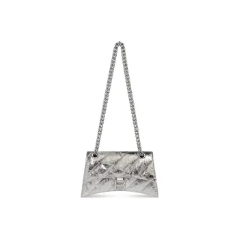 Balenciaga CRUSH Cow Leather Crossbody Bag Shoulder Bag Women's Silver