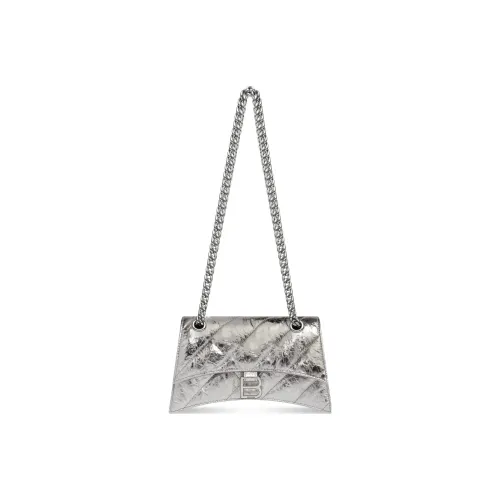 Balenciaga CRUSH Cow Leather Crossbody Bag Shoulder Bag Women's Silver