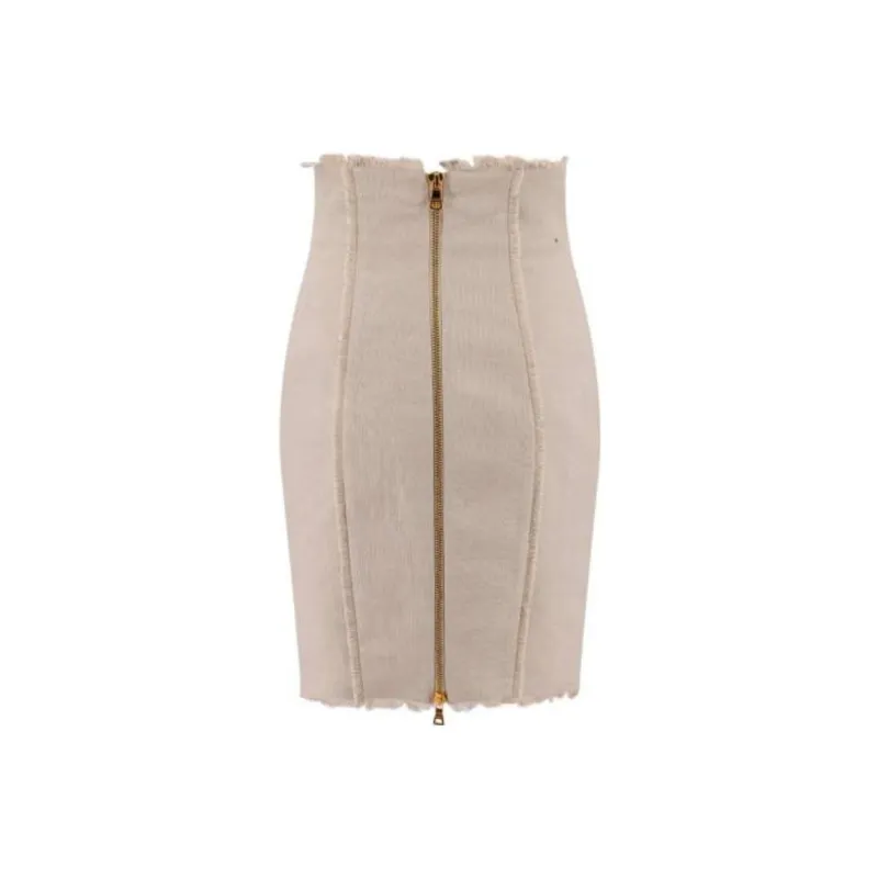 BALMAIN High Waist Button Detailed Midi Skirt-1