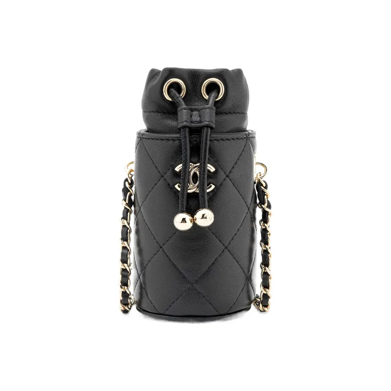 CHANEL Lambskin Bucket Bag Crossbody Bag Mini Women's Black-1