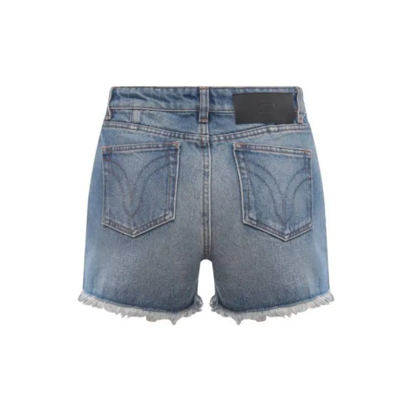 AMIPARIS Paris Mid-Rise Frayed Denim Mini Shorts-1