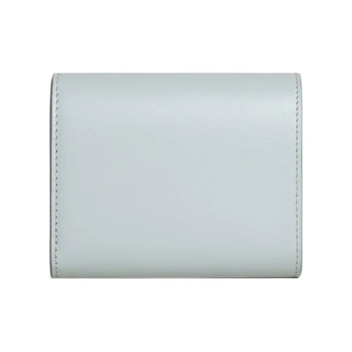 CELINE Triomphe Shiny Calfskin Card Holder Wallet Small Size Women's Soft Blue-2