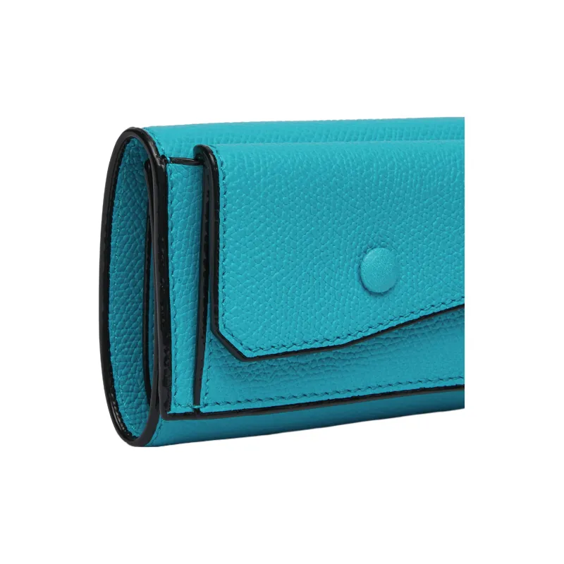 Valextra Calfskin Coin Purse Trumpets Women's Blue-3