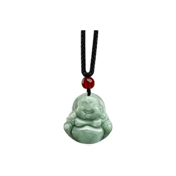 MOONS FAME Bean Type Jadeite Buddha Necklace Unisex