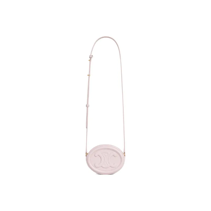 CELINE Triomphe Smooth Cow Leather Mooncake Bag Wallet Shoulder Bag Crossbody Bag Regular Women's Pink-3