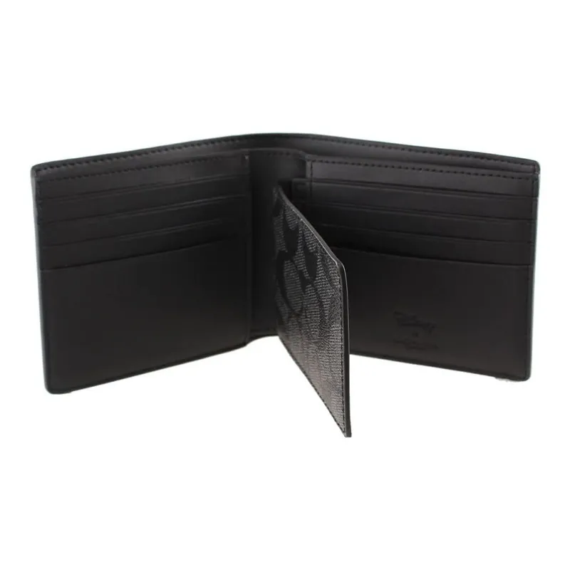 COACH Disney Collaboration Fabric With Artificial Leather Wallet Men's Black-4