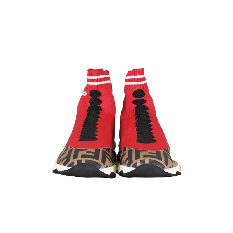 FENDI Women's FF Motif Fabric Sneaker Mid 'Red'-3