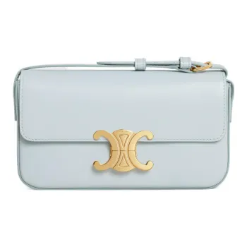 CELINE Triomphe Cow Leather Shoulder Bag Handbag Shoulder Bag Women's Soft Blue