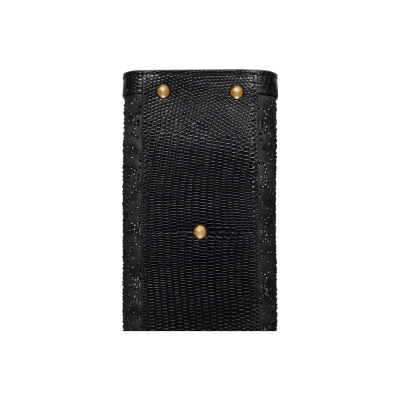GUCCI Diana Lizard Skin Tote Bag Shopping Bag Shoulder Bag Crossbody Bag Handbag Mini Women's Black-9