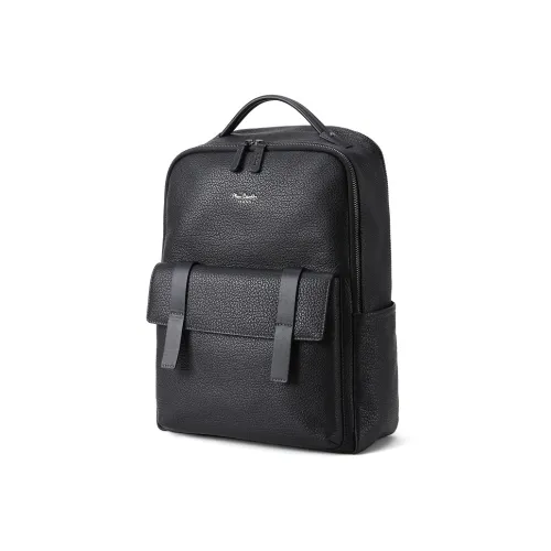 PIERRE CARDIN Cow Leather Backpack Large Size Men's Black