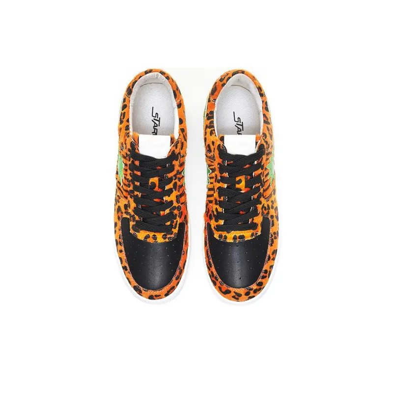 Starwalk Soldier Anti Slip Wear Resistant Low Top Skateboard Shoes Unisex Green Star Leopard Print-3