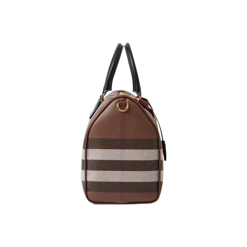 Burberry Leather Bowling Bag Shoulder Bag Crossbody Bag Handbag Medium Size Women's Brown-1