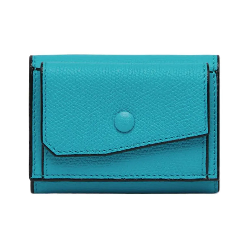 Valextra Calfskin Coin Purse Trumpets Women's Blue-0