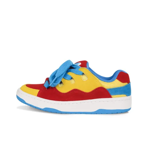 Ollieskate Skateboard Shoes Unisex Low-Top Red, Yellow, And Blue Combination