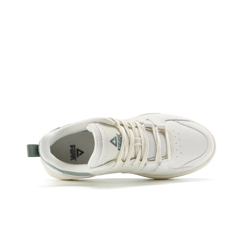 PEAK Taichi Triangle Abrasion Resistant Breathable Low Top Skateboard Shoes Women's White Green-3