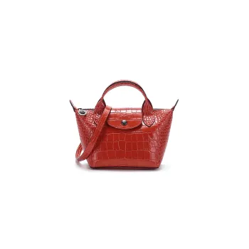 LONGCHAMP Le Pliage Cuir Cow Leather Handbag Mini Women's Citrus Orange