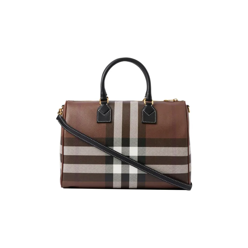 Burberry Leather Bowling Bag Shoulder Bag Crossbody Bag Handbag Medium Size Women's Brown-2