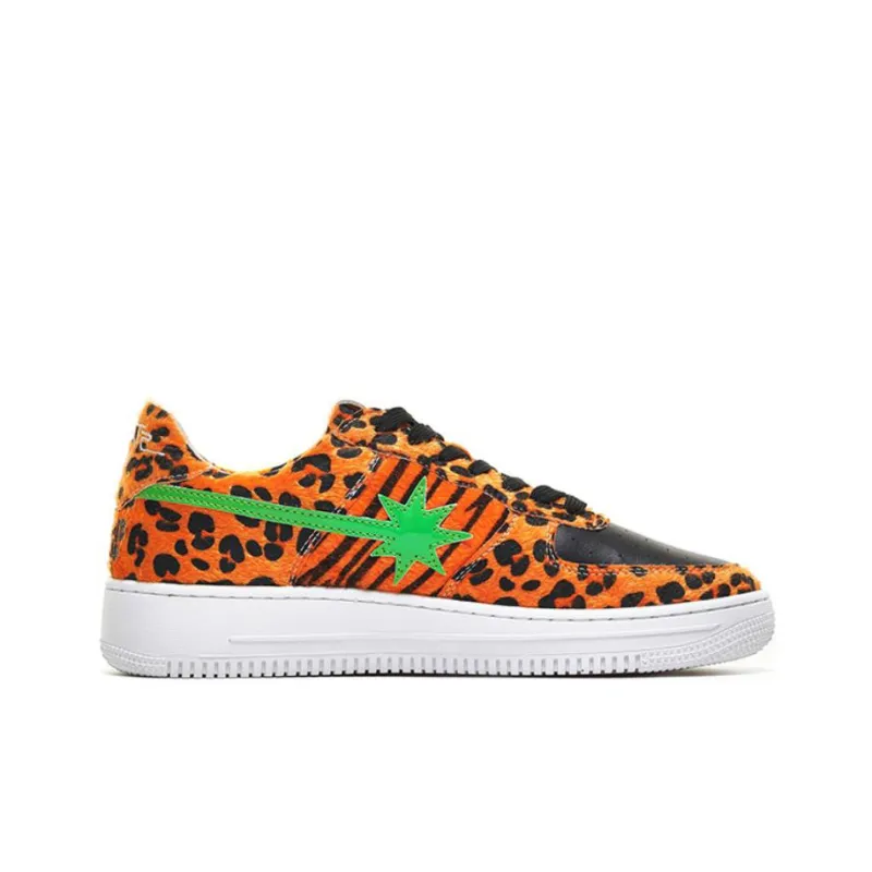 Starwalk Soldier Anti Slip Wear Resistant Low Top Skateboard Shoes Unisex Green Star Leopard Print-1