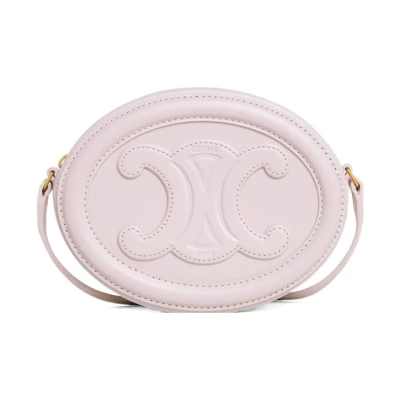 CELINE Triomphe Smooth Cow Leather Mooncake Bag Wallet Shoulder Bag Crossbody Bag Regular Women's Pink-0