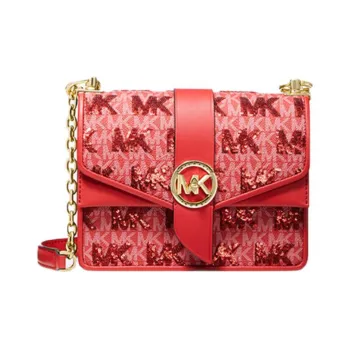 MICHAEL KORS Artificial Leather Envelope Bag Shoulder Bag Crossbody Bag Small Size Women's True Red