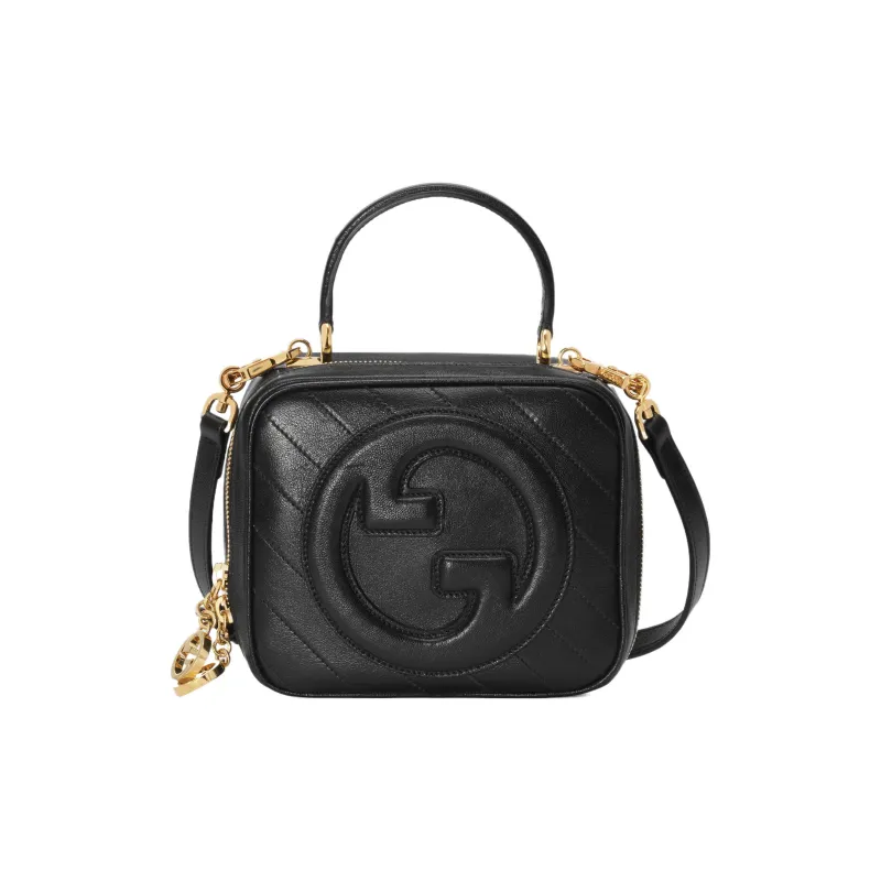GUCCI Blondie Leather Shoulder Bag Crossbody Bag Handbag Women's Black-0