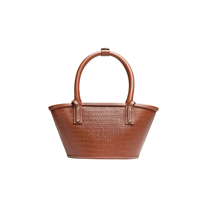Jacquemus Le Petit Panier Soli Cow Leather Basket Bag Handbag Shoulder Bag Crossbody Bag Mini Women's Brown-2