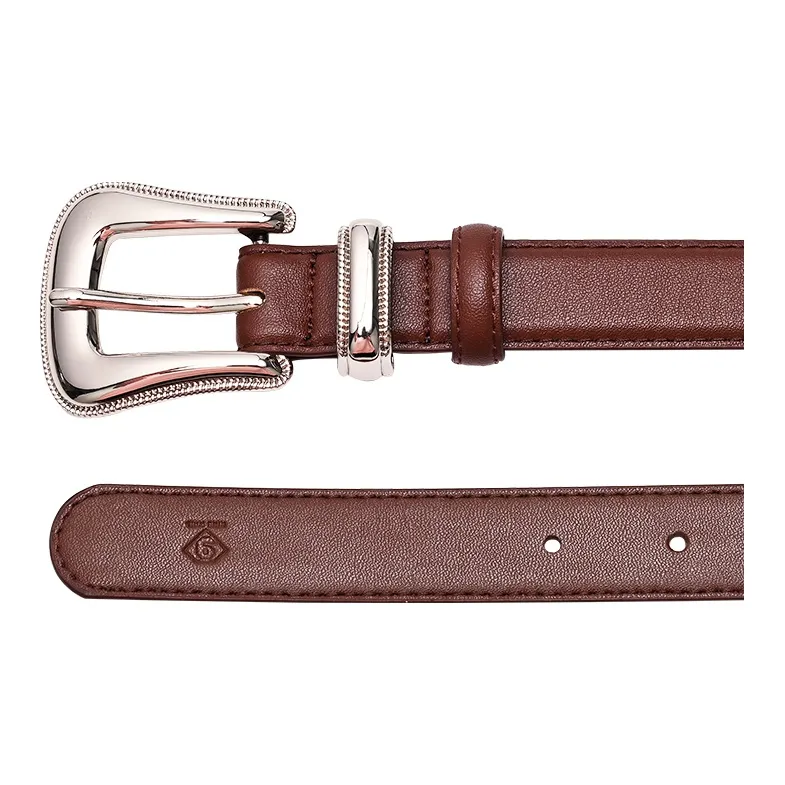 NINE NAIL 9 Section Vintage Trendy Versatile Pin Buckle Cow Leather Genuine Leather Women's Belt Women's Width  2.5cm-12