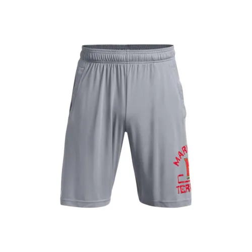 Under Armour Casual Shorts Men Gray With Red Stamp