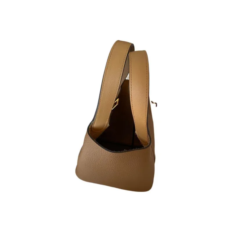 HERMES Picotin Lock Taurillon Clemence Leather Gold Tone Lock Bucket Bags Handbags 18 Women's Chestnut/Cookie-2