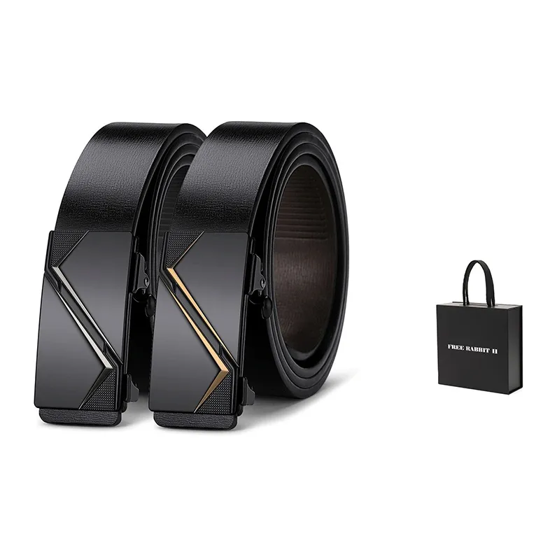 FREE RABBITⅡ Genuine Leather Automatic Buckle, Toothless, Business, Innerwear Cow Leather Belts Unisex Width 3.5cm-8