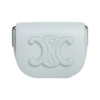 CELINE Cuir Triomphe Smooth Calf Leather Handbag Shoulder Bag Crossbody Bag Women's Soft Blue