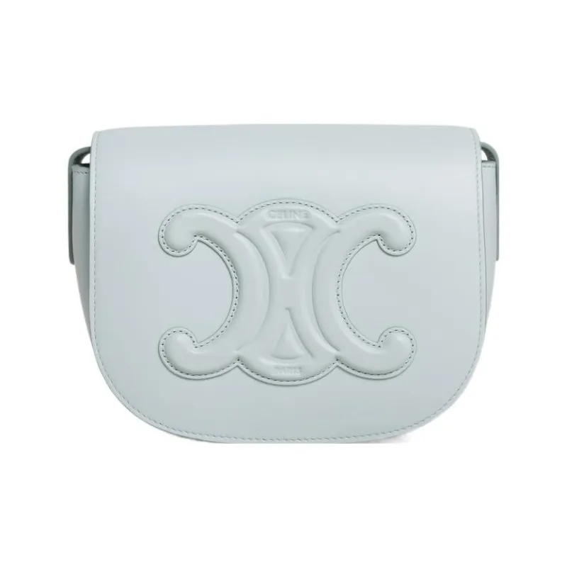 CELINE Cuir Triomphe Smooth Calf Leather Handbag Shoulder Bag Crossbody Bag Women's Soft Blue-0