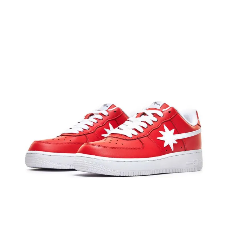 Starwalk Soldier Anti Slip And Wear Resistant Lightweight Low Top Skateboard Shoes Unisex Red White-2