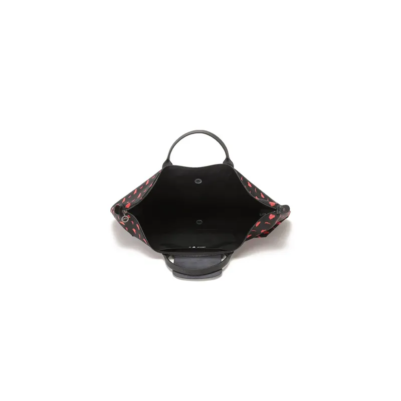 LONGCHAMP Le Pliage Fabric Dumpling Bag Handbag Women's Black Red-5