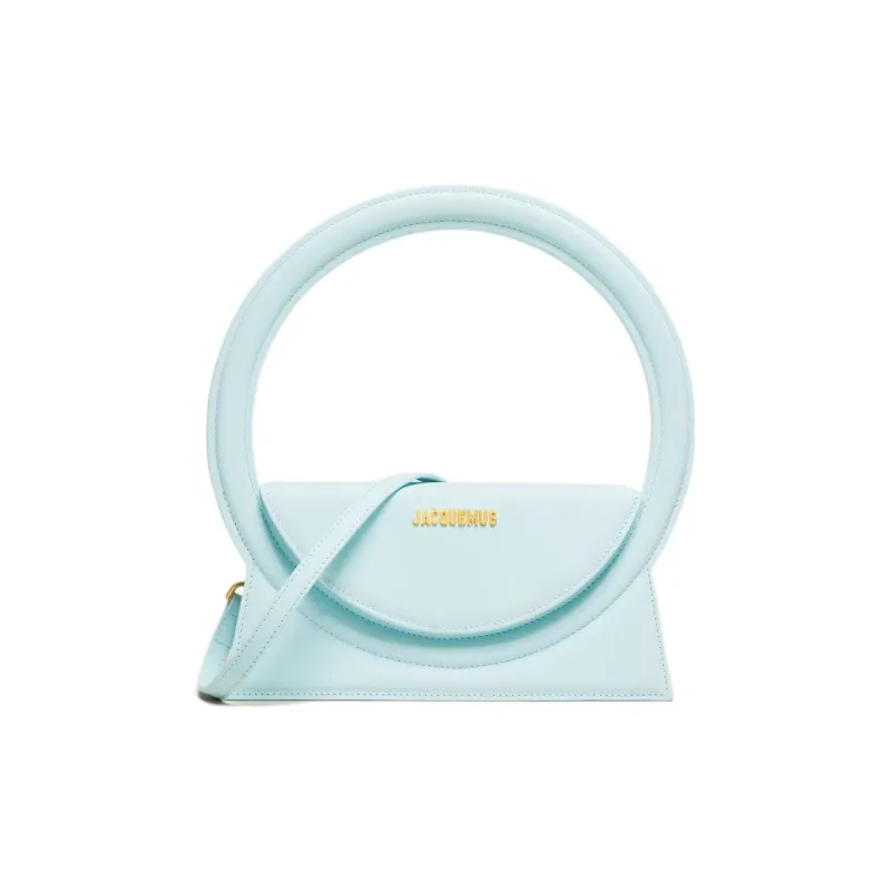 Jacquemus Le Sac Rond Cow Leather Shoulder Bag Crossbody Bag Handbag Women's Light Blue-0