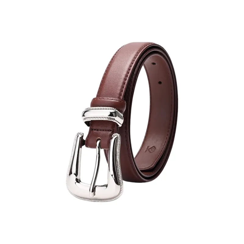 NINE NAIL 9 Section Vintage Trendy Versatile Pin Buckle Cow Leather Genuine Leather Women's Belt Women's Width  2.5cm-11