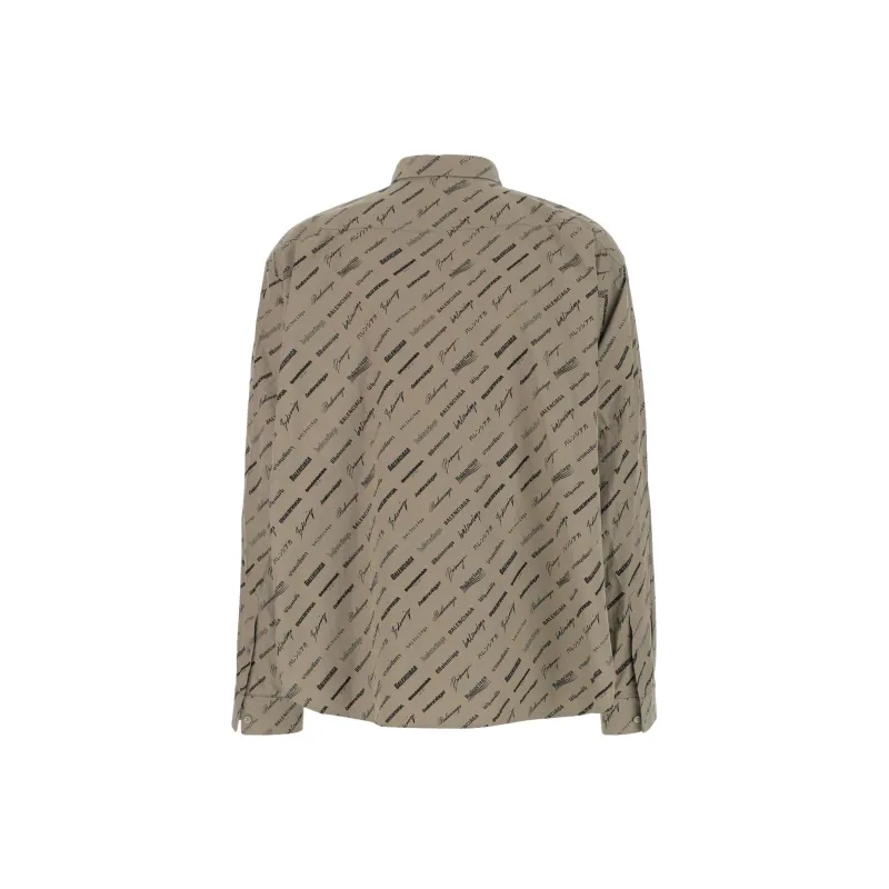 Balenciaga Allover Logo Print Long-Sleeved Shirt-1