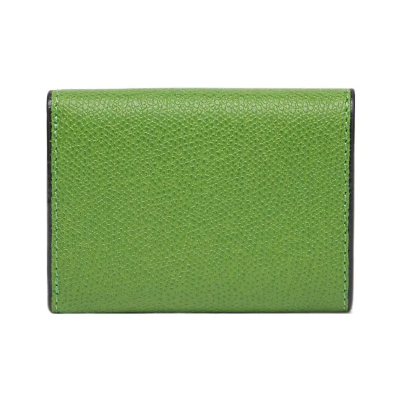 Valextra Calfskin Coin Purse Trumpets Women's Green-1