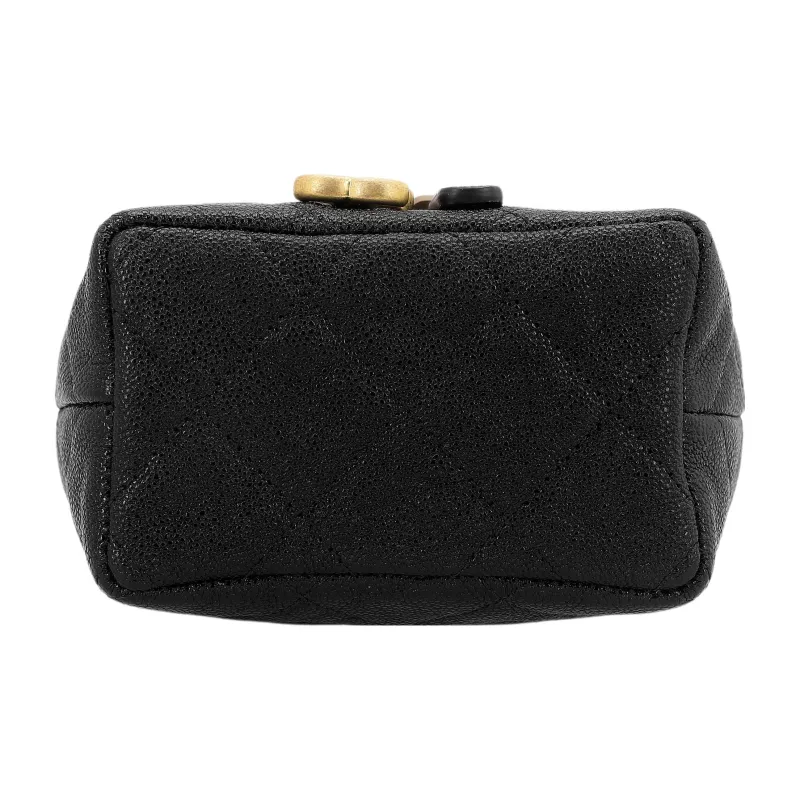 CHANEL Litchi Grain Cow Leather Box Bag, Handbag, Shoulder Bag, Crossbody Bag Trumpets Women's Black-4