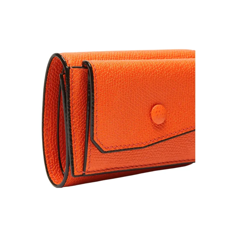 Valextra Calfskin Coin Purse Trumpets Women's Orange-2