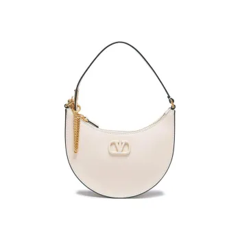 Valentino Vlogo Grain Calfskin HOBO Bag Handbag Mini Women's Light Ivory White