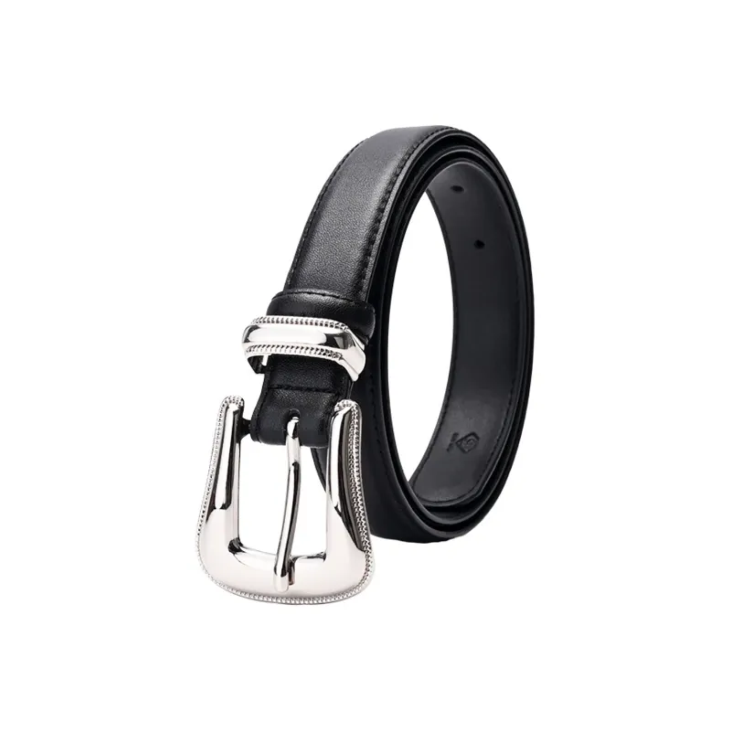 NINE NAIL 9 Section Vintage Trendy Versatile Pin Buckle Cow Leather Genuine Leather Women's Belt Women's Width  2.5cm-1