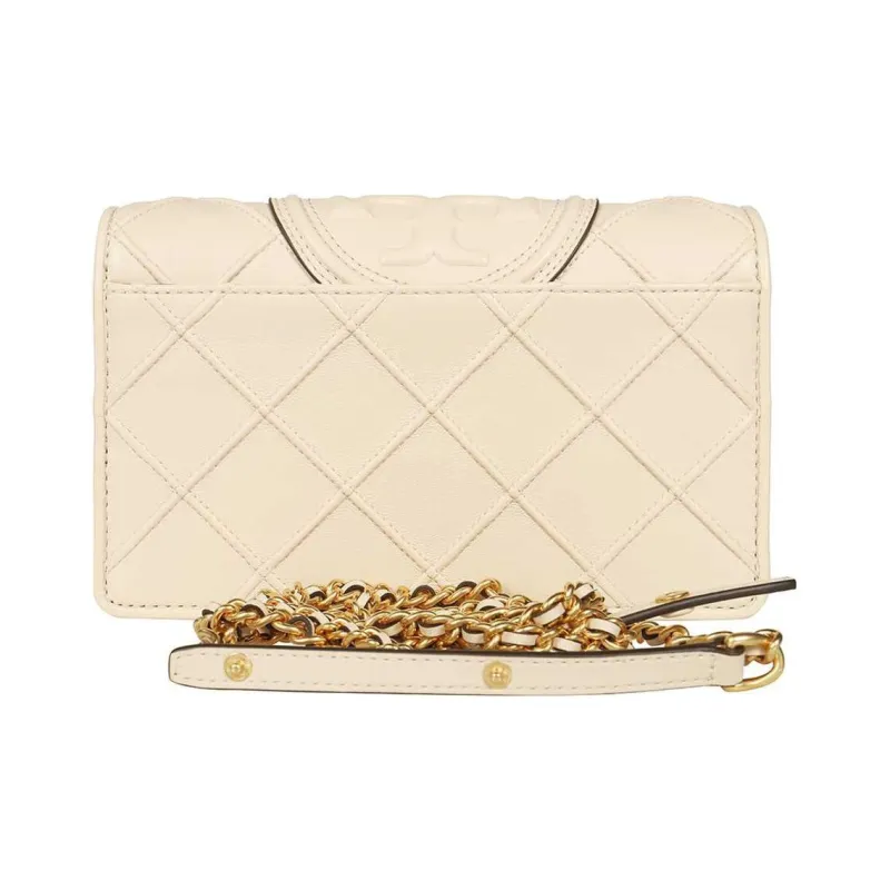 TORY BURCH Fleming Chain Wallet New Cream-3