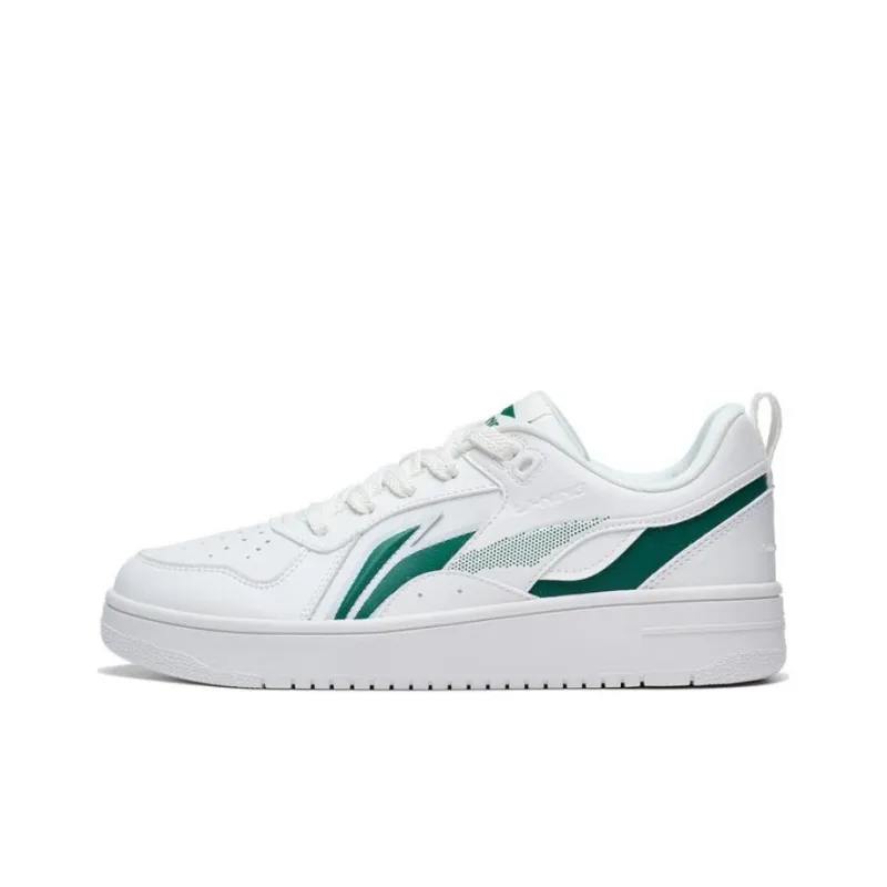 LiNing Shiyi Anti Slip Wear Resistant Low Top Skateboard Shoes Men's White Green-0