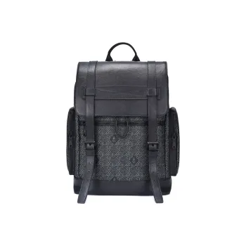 Hush Puppies Top Grain Cow Leather Backpack Large Size Men's Gray