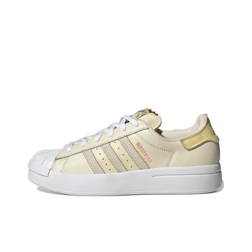 Adidas Originals Superstar Series Skateboard Shoes Women's Low-Top Beige/Bright White/Yellow