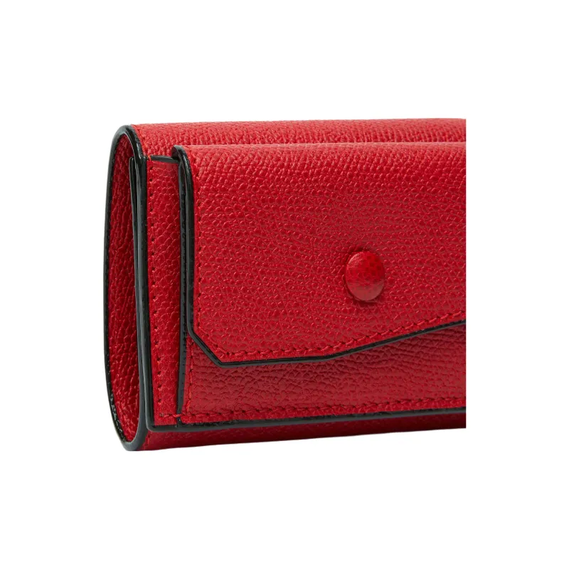 Valextra Calfskin Coin Purse Trumpets Women's Red-3