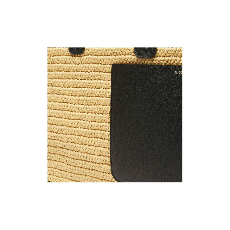 Valextra Raffia Tote Bag, Shopping Bag, Handbag Tubas Women's Beige/Black-2
