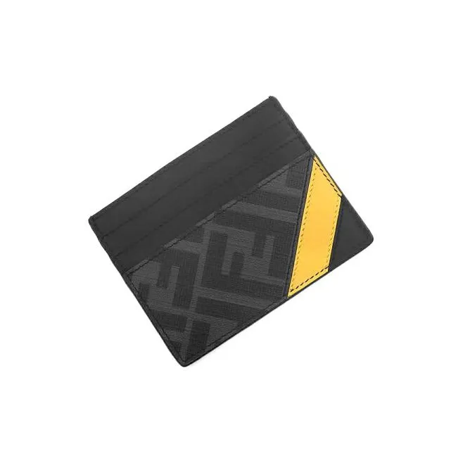 FENDI Coated Canvas With Leather Card Holder Card Holder Men's Black Gray-1