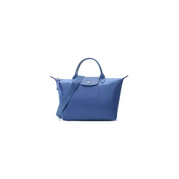 LONGCHAMP Le Pliage Canvas With Leather Dumpling Bag Handbag Shoulder Bag Crossbody Bag Medium Size Women's Blue